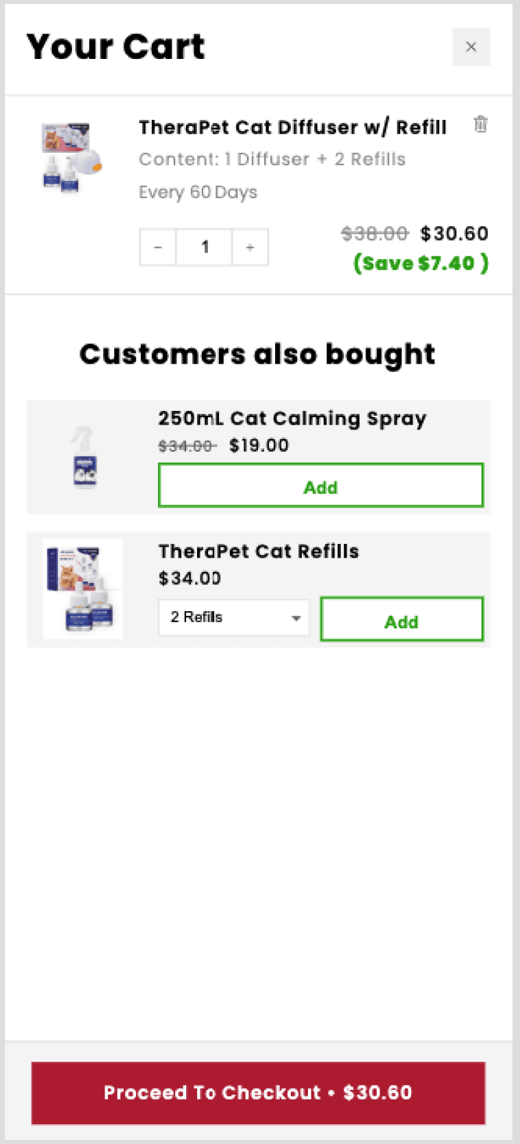 Cart Drawer before redesign